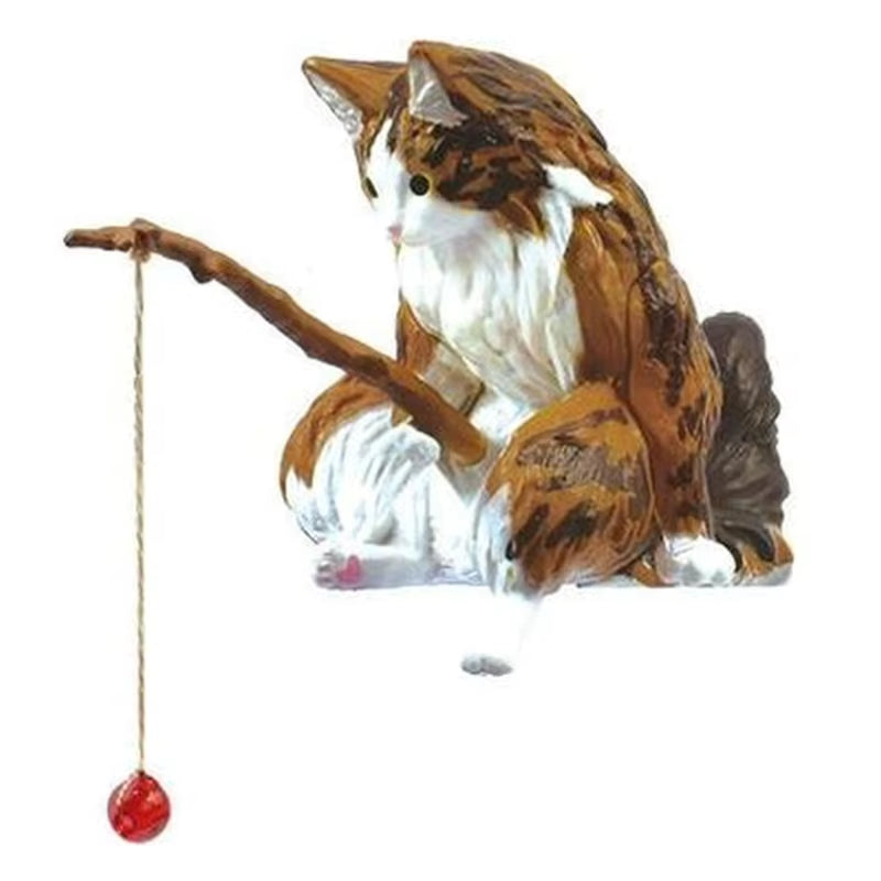 Fishing Cat Ornaments Aquarium Decoration Fish Landscaping Cartoon Cat Statue Mini Resin Figurine Home Decorations