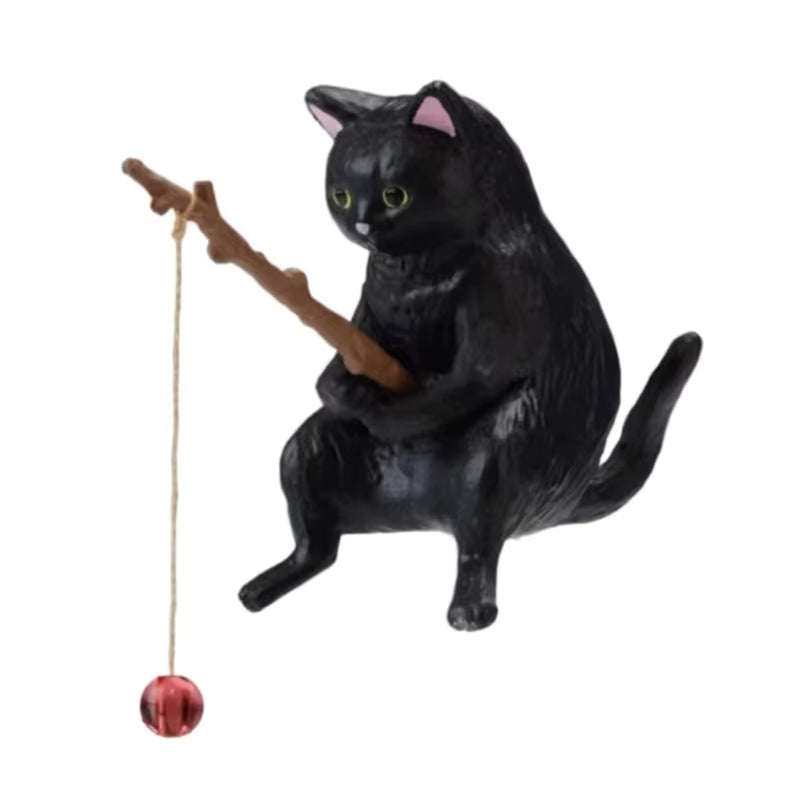 Fishing Cat Ornaments Aquarium Decoration Fish Landscaping Cartoon Cat Statue Mini Resin Figurine Home Decorations