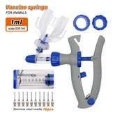 1/2/5Ml Automatic Continuous Syringe Animal Adjustable Injector Chicken Poultry Durable Vaccine Injector 10 Needles Veterinary