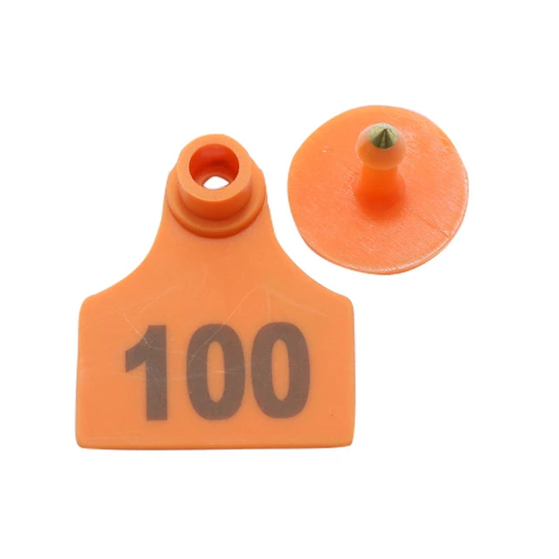 100 Pcs Copper Head Laser Number Ear Tag Label Pig Sheep Digital Sign TPU Material Farm Animals Identity Mark Supplies