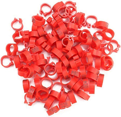 100Pcs Pigeons Leg Ring, 8Mm 001-100 Numbered Plastic Poultry Leg Bands Clip on Leg Rings for Bird Dove Finch Lovebird Quail(Red)
