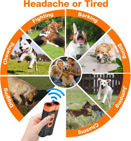Dog Bark Stopper, Dog Bark Deterrent Deters，Barks No More Dog Training Device(Own or Neighbour'S Dog), Long Range Ultrasonic, Alternative to Painful Dog Training Collars and Bark Collars, Dog Training Self-Rolling LED
