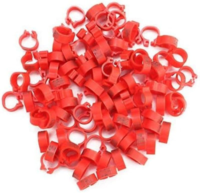 100Pcs Pigeons Leg Ring, 8Mm 001-100 Numbered Plastic Poultry Leg Bands Clip on Leg Rings for Bird Dove Finch Lovebird Quail(Red)