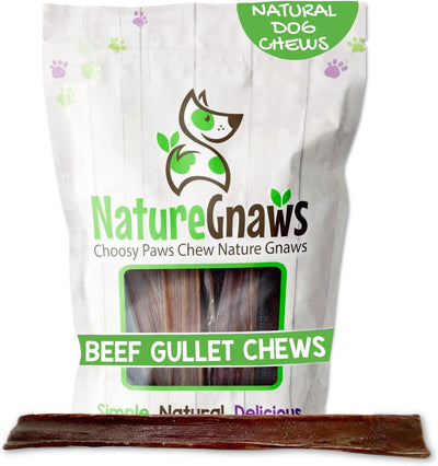 Beef Gullet Chews for Large Dogs 9-10" (20 Count) - Natural Beef Jerky Stick Dog Chew Treats - Rawhide Free