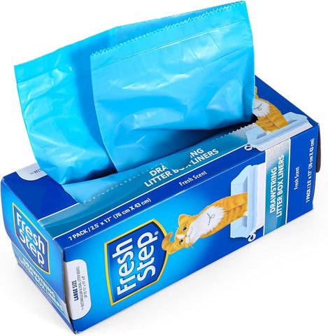 Drawstring Litter Box Liners Scented, Large Size 30" X 17" - 7 Count