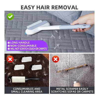 Garfeel Daddy Pet Dog Cat Hair Remover Fur Removal Tool 4 in 1 Lint Brush for Furniture, Couch, Carpet and Clothes, Reusable Roller Cleaning Popular Brush Easy Cleaning and Washable Long Handle Design Outdoorfun