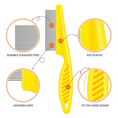 6 Pieces Pet Lice Combs Dog Grooming Flea Comb Cat Tear Stain Comb for Removal Dandruff, Hair Stain, Nit (White, Yellow, Green, Purple, Orange, Dark Blue)
