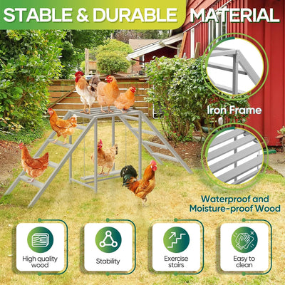 Chicken Perch with Swing Set, Ladder, Roosting Bars, Coop Accessories