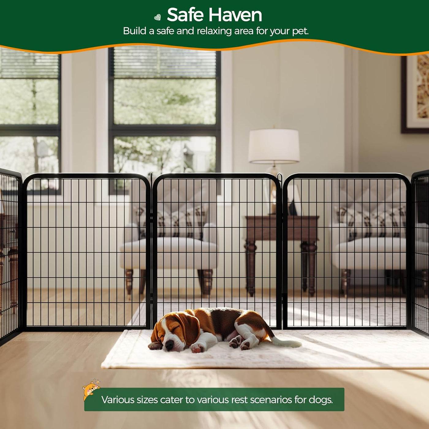 32-Inch Heavy Duty Dog Pen- Foldable Metal 16 Panel Dog Pen Dog Exercise Pen Barrier Kennel Portable Cat Duck Chicken Puppy Fence with Door Outdoor & Indoor Black