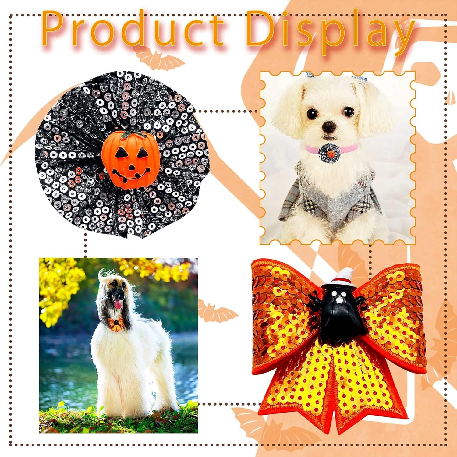 4Pcs Small Dogs Collar Flowers and Bows Charms for Festival Holiday Party Cats Rabbits Slides on Collars Leashes Puppies Medium Dog Collar Attachment