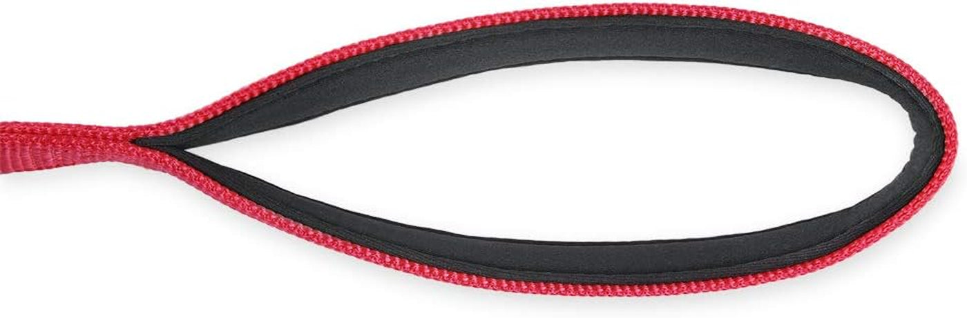 Traffic Nylon 18 Inches Short Leash with Soft Neoprene Padded Handle for Giant Large Medium Boy and Girl Dogs - Professional Training, Daily Use Walking. (Red)