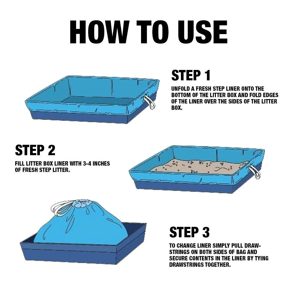 Drawstring Cat Litter Box Liners Unscented Large, 30" X 17" 7 Count