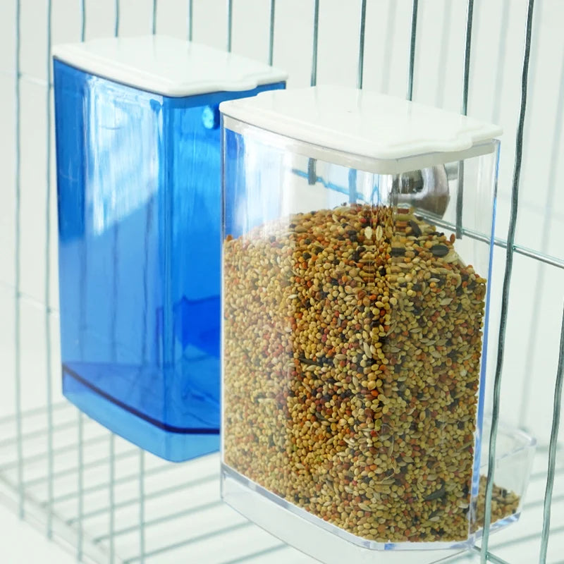 Automatic Bird Feeder Parrot Quail Cage Hanging Feeder Box Automatic Anti-Spill Mount Budgie Cockatiel Conure Food Dispenser