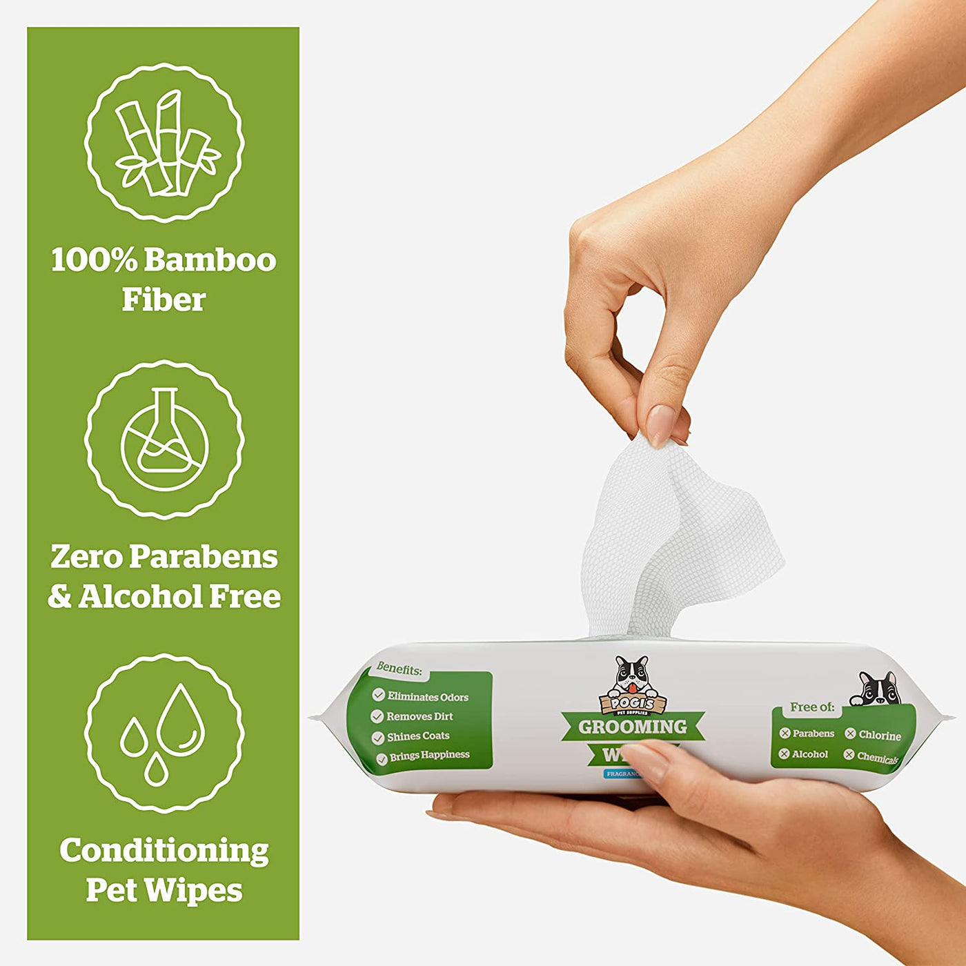 Pogi'S Dog Grooming Wipes - 400 Dog Wipes for Cleaning and Deodorizing - Plant-Based, Hypoallergenic Pet Wipes for Dogs, Puppy Wipes - Quick Bath Dog Wipes for Paws, Butt, & Body - Fragrance Free