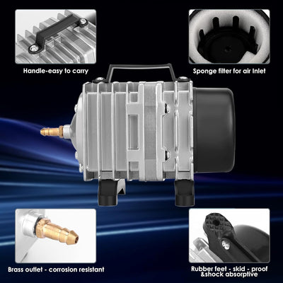 Aquarium Air Pump with Aluminum Housing, Commercial Air Pump with 8-Outlet Air Manifold, Pond Aerator Fish Tank Bubbler for Aquarium, Pond, Hydroponics (1780GPH-100W)