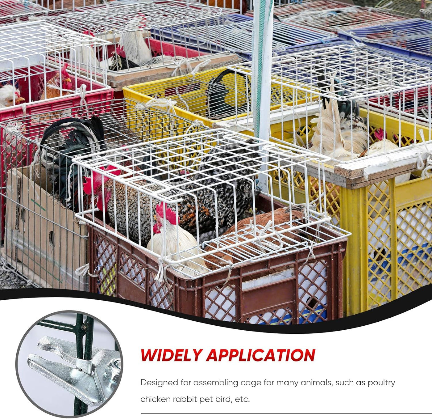 300 Pieces Wire Cage Clips with 1 Piece Wire Cage Buckle Snap Plier for Rabbit Chicken Pet Dog Cat Coop(Silver, Blue)