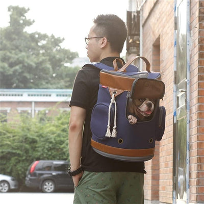 Pet Carry Bag Portable Travel Pet Backpack Pet Shoulder Bag Cat Dog Cage Breathable Tourist Walk Pet Supplies Pet Supplies (Color : Blue)