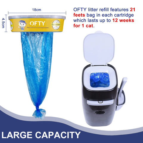 Cat Genie Refill Compatible with Litter Genie Pails, Large Capacity 21 Ft Last up to 3 Months, 7-Layer Film with Odor-Lock Tech, Pack of 4