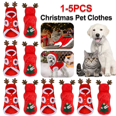 Dog Christmas Costumes Elk Pet Dog Cold Weather Coats Winter Warm Dog Christmas Clothes for Small Dogs Cats
