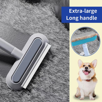 2Pcs Pet Hair Removal Brush, 4 In1 Cat and Dog Hair Removal for Couch with Extra Long Handle, 17-Inch, Cat Fur Removal Tool for Furniture, Carpet, Clothes, Bedding, Tile, Hardwood Floor