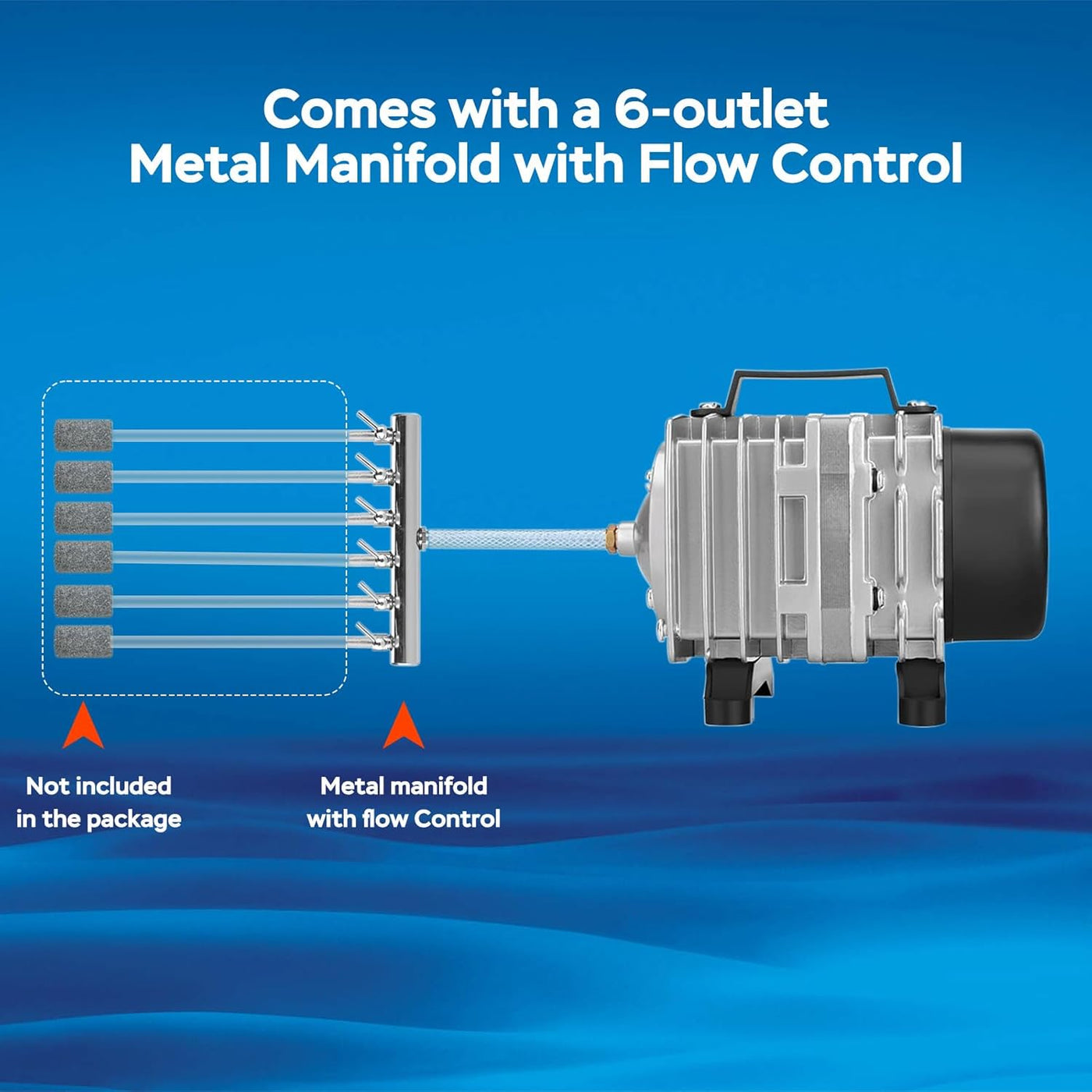 Aquarium Air Pump Commercial Air Pump with Aluminum Housing, 600/1000/1200/1750GPH Fish Tank Bubbler Pond Aerator for Aquariums, Ponds, Hydroponics