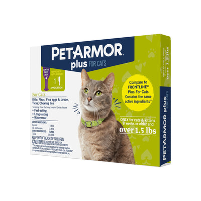 plus for Cats Flea & Tick Prevention, over 1.5 Lbs, 1 Month Supply