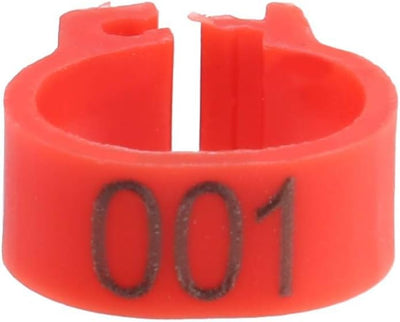 100Pcs Pigeons Leg Ring, 8Mm 001-100 Numbered Plastic Poultry Leg Bands Clip on Leg Rings for Bird Dove Finch Lovebird Quail(Red)