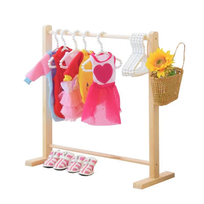 Pet Hanger Dog Clothes Rack Wooden Wardrobe for Dogs Solid Wood Coat Rack Floor Organizer for Pet Clothing