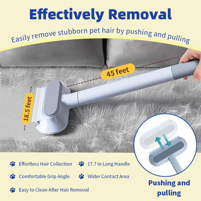 2Pcs Pet Hair Removal Brush, 4 In1 Cat and Dog Hair Removal for Couch with Extra Long Handle, 17-Inch, Cat Fur Removal Tool for Furniture, Carpet, Clothes, Bedding, Tile, Hardwood Floor