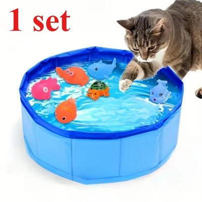 1 Set Cat Pool Toy with Fish-Water Cat Toys, Portable Cat Pool Toy, Cat Water Toys for Bored Indoor Cats, Interactive Cat Toys for Indoor Cats, Textiles & Soft Furnishings