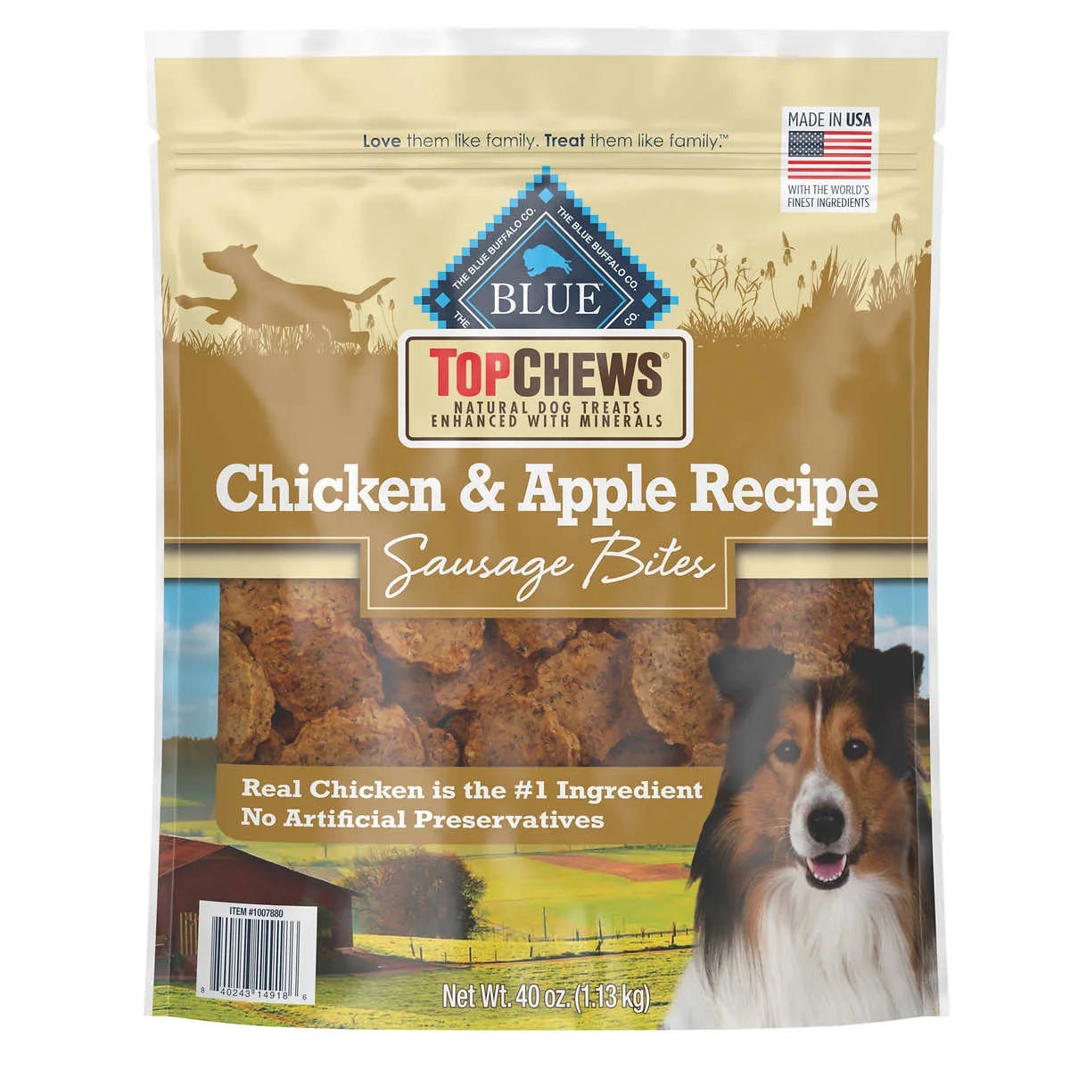 Top Chews Chicken & Apple Recipe 100% Natural Dog Treats, 40 Ounce