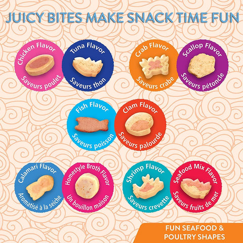 Juicy Bites Grain-Free, Soft, Moist, Chewy Cat Treats with Vitamin E and Green Tea Extract, 0.4 Ounces per Pouch, 9 Pouches Total (3 per Bag), 3 Flavor Variety Pack