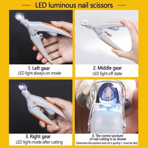 Professional Pet Nail Clipper Scissors with LED Light Cat Dog Nail Clippers Tool Scissors Nail Toeclaw Cutter Scissors Pet Suppl