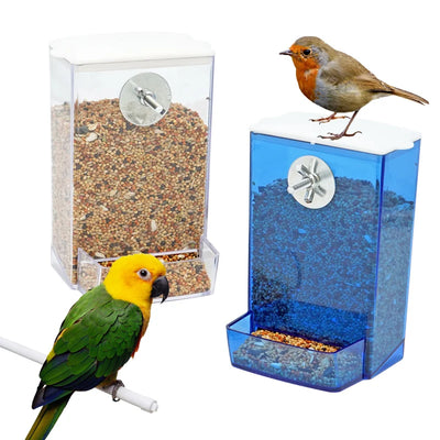 Automatic Bird Feeder Parrot Quail Cage Hanging Feeder Box Automatic Anti-Spill Mount Budgie Cockatiel Conure Food Dispenser
