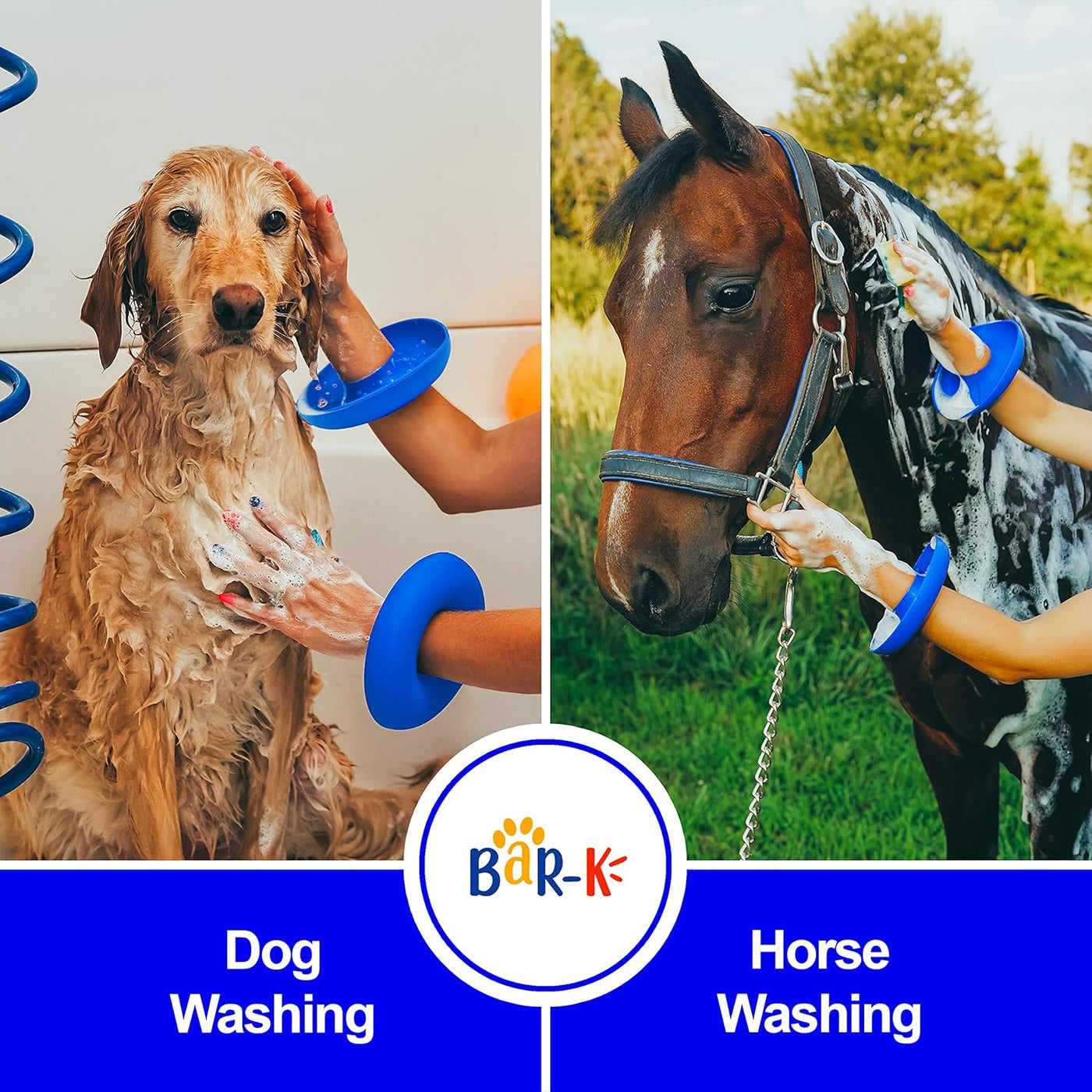 Drip Catcher Cuffs - Pet Bathing Tool for Dog Shower and Dog Bathtub - Dog Bathing Station Grooming Supplies and Horse Supplies for Horse Grooming Kit - Protective Dog Washing Tool - Blue 2 Set