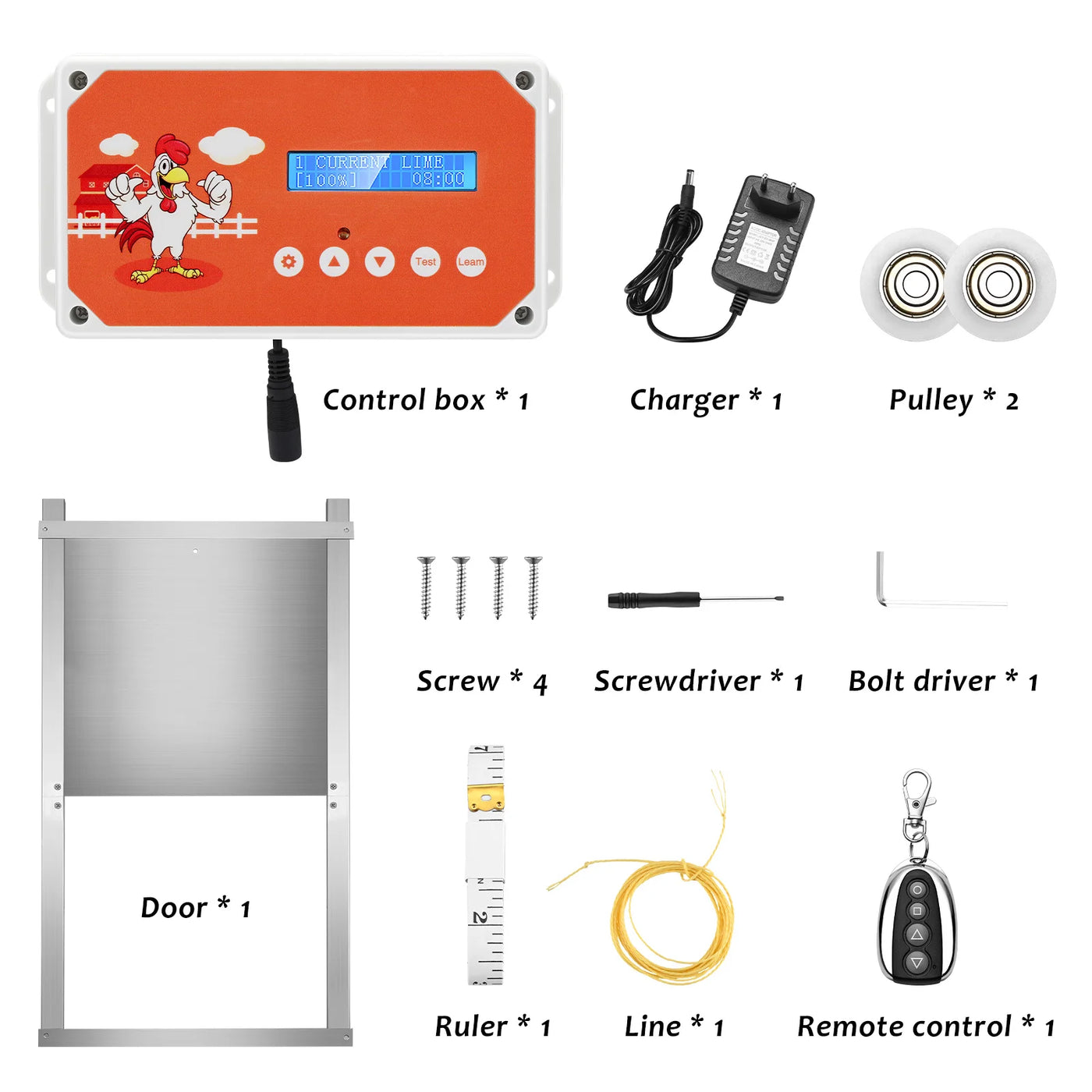Upgrade Automatic Chicken Coop Door with 2/4 Pulleys + Spare Rope Chicken Door Chicken Toys for Chickens Household Chicken Cage