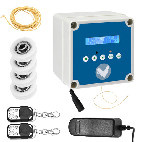 Upgrade Automatic Chicken Coop Door with 2/4 Pulleys + Spare Rope Chicken Door Chicken Toys for Chickens Household Chicken Cage