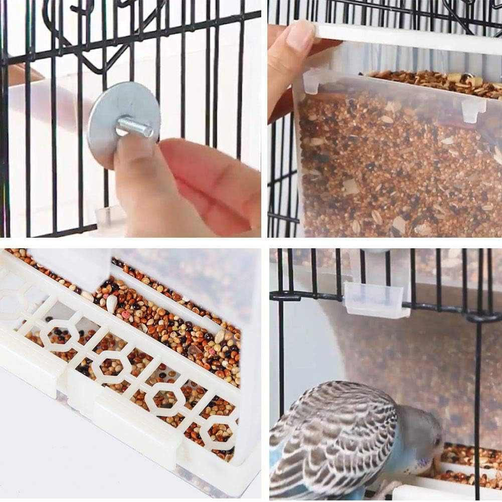 Parrot Automatic Feeder,No-Mess Bird Feeder,Cage Accessories for Budgerigar Canary Cockatiel Finch Parakeet Seed Food Container by  (Screw-Fixed Bird Feeders)