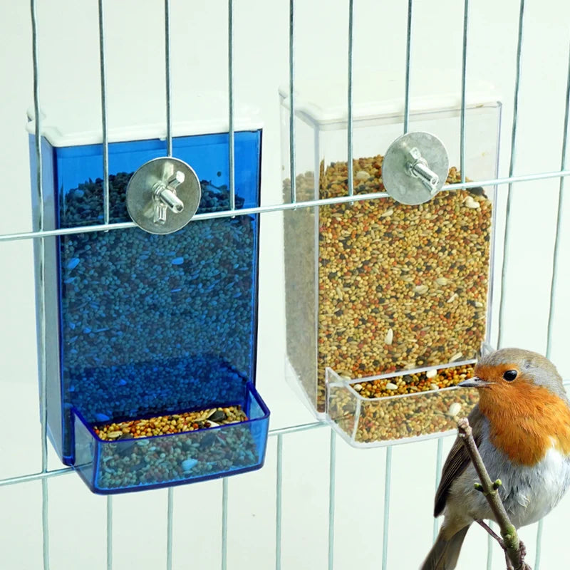 Automatic Bird Feeder Parrot Quail Cage Hanging Feeder Box Automatic Anti-Spill Mount Budgie Cockatiel Conure Food Dispenser