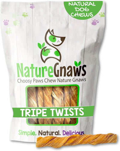 Tripe Twists for Dogs 4-5" (20 Count) - Crunchy Grain Free Reward Snack for Small, Medium & Large Breeds - Natural Beef Dog Chew Treats - Rawhide Free