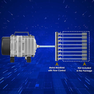Aquarium Air Pump with Aluminum Housing, Commercial Air Pump with 8-Outlet Air Manifold, Pond Aerator Fish Tank Bubbler for Aquarium, Pond, Hydroponics (1780GPH-100W)