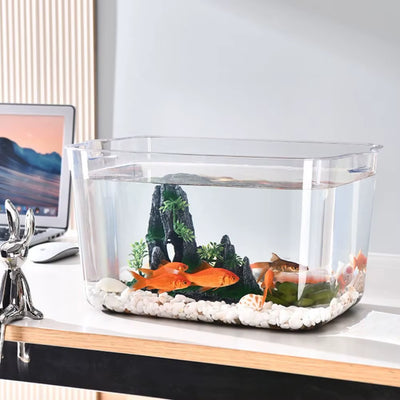 Transparent Explosion-Proof Plastic Fish Tank Fall Prevention PET Desktop Goldfish Bowl Small Ecological Water Tank