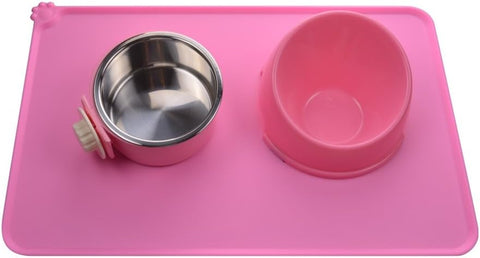 Dog Food Mat, Silicone Dog Cat Bowl Mat, Non Slip Pet Feeding Mat Waterproof Dog Placemat for Small Animals
