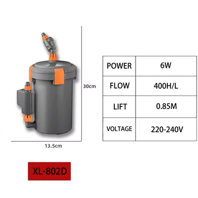 Aquarium Filter Bucket with Water Pump Ultra Quiet Multi-Layer Sponge Inlet and Outlet Filter External Fish Tank Filter Bucket