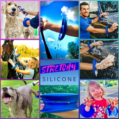 Drip Catcher Cuffs - Pet Bathing Tool for Dog Shower and Dog Bathtub - Dog Bathing Station Grooming Supplies and Horse Supplies for Horse Grooming Kit - Protective Dog Washing Tool - Blue 2 Set