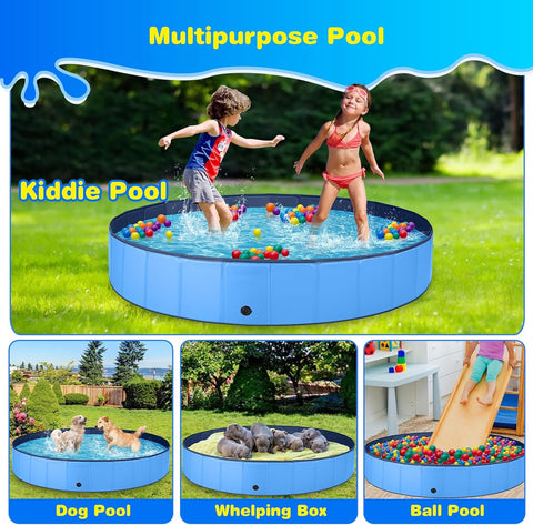 Dog Pool for Large Dogs Kiddie Pool Hard Plastic Foldable Dog Bathing Tub Portable outside Kids Swimming for Pets and Dogs Outdoor Backyard