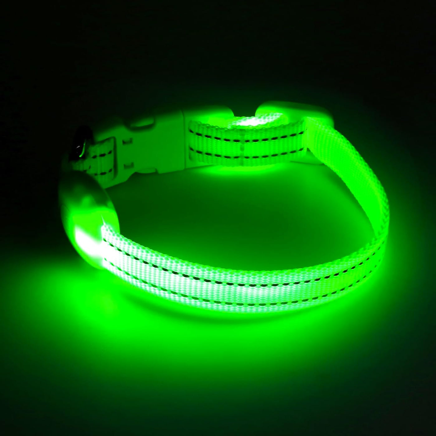 Light up Dog Collar for Small Dog, XS Adjustable Size Nylon Collar USB Rechargeable Bright Safety Pet Collar for Cats Dogs (Green)