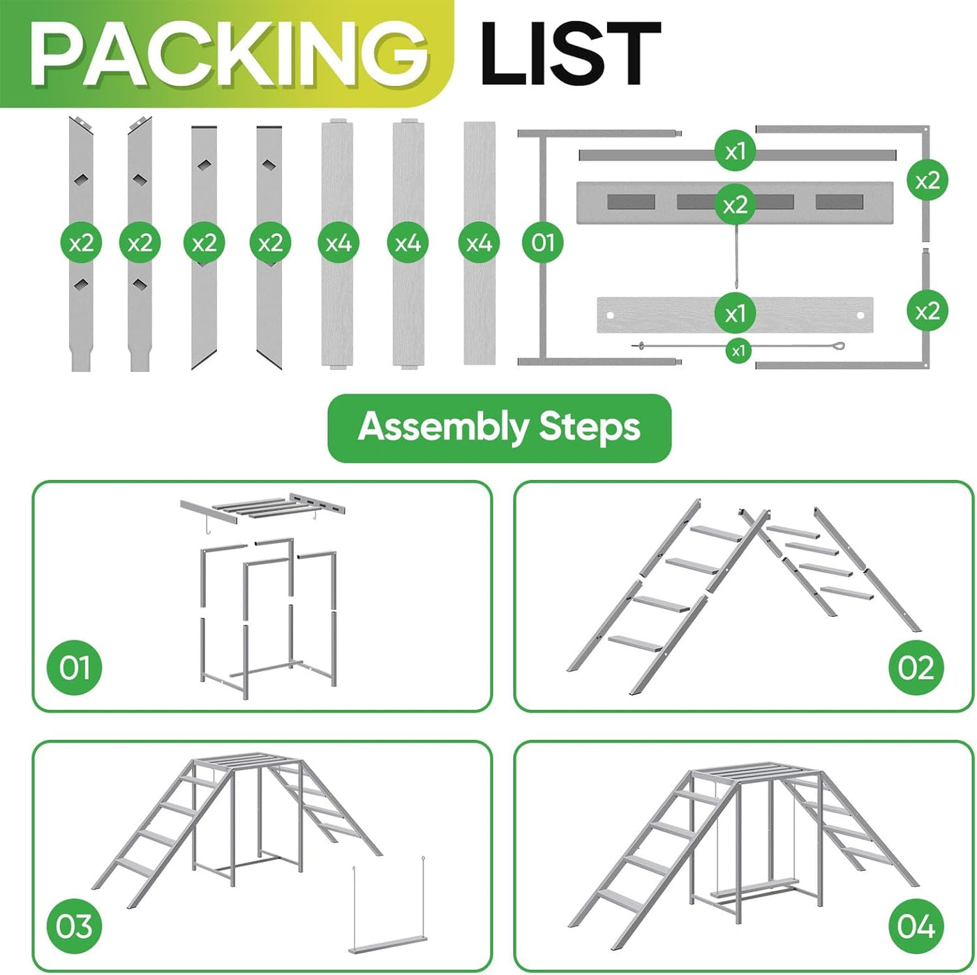 Chicken Perch with Swing Set, Ladder, Roosting Bars, Coop Accessories