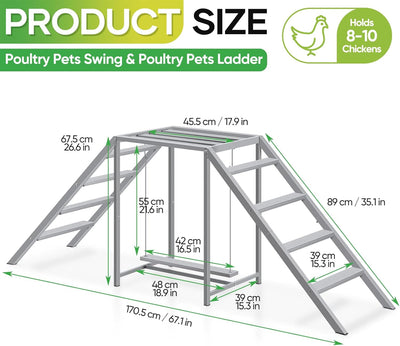 Chicken Perch with Swing Set, Ladder, Roosting Bars, Coop Accessories
