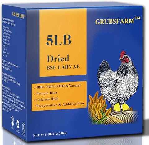 Black Soldier Fly Larvae 5LB, 100% Natural Non-Gmo Molting & Laying Supplement for Hens